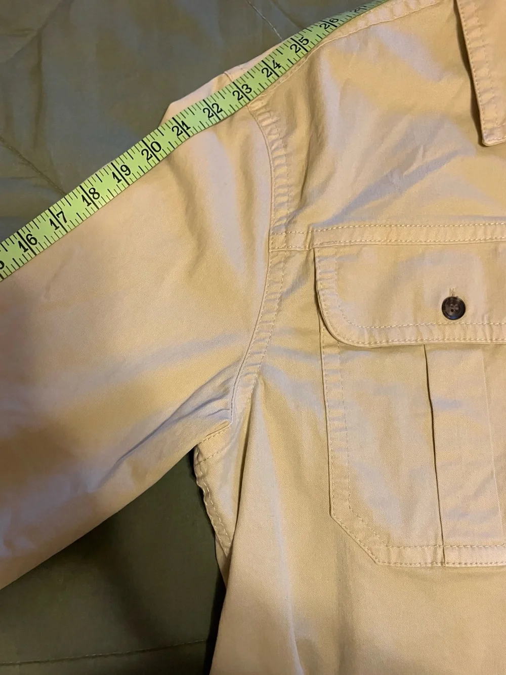Banana Republic Light Olive Button-Front Shirt Jacket